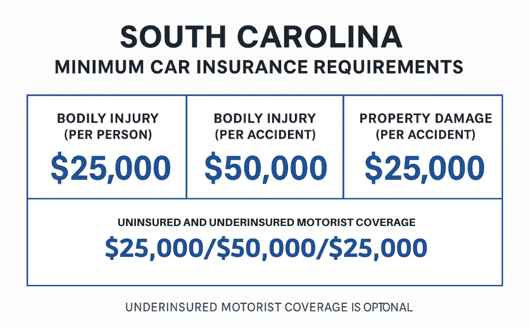South Carolina minimum insurance requirements: