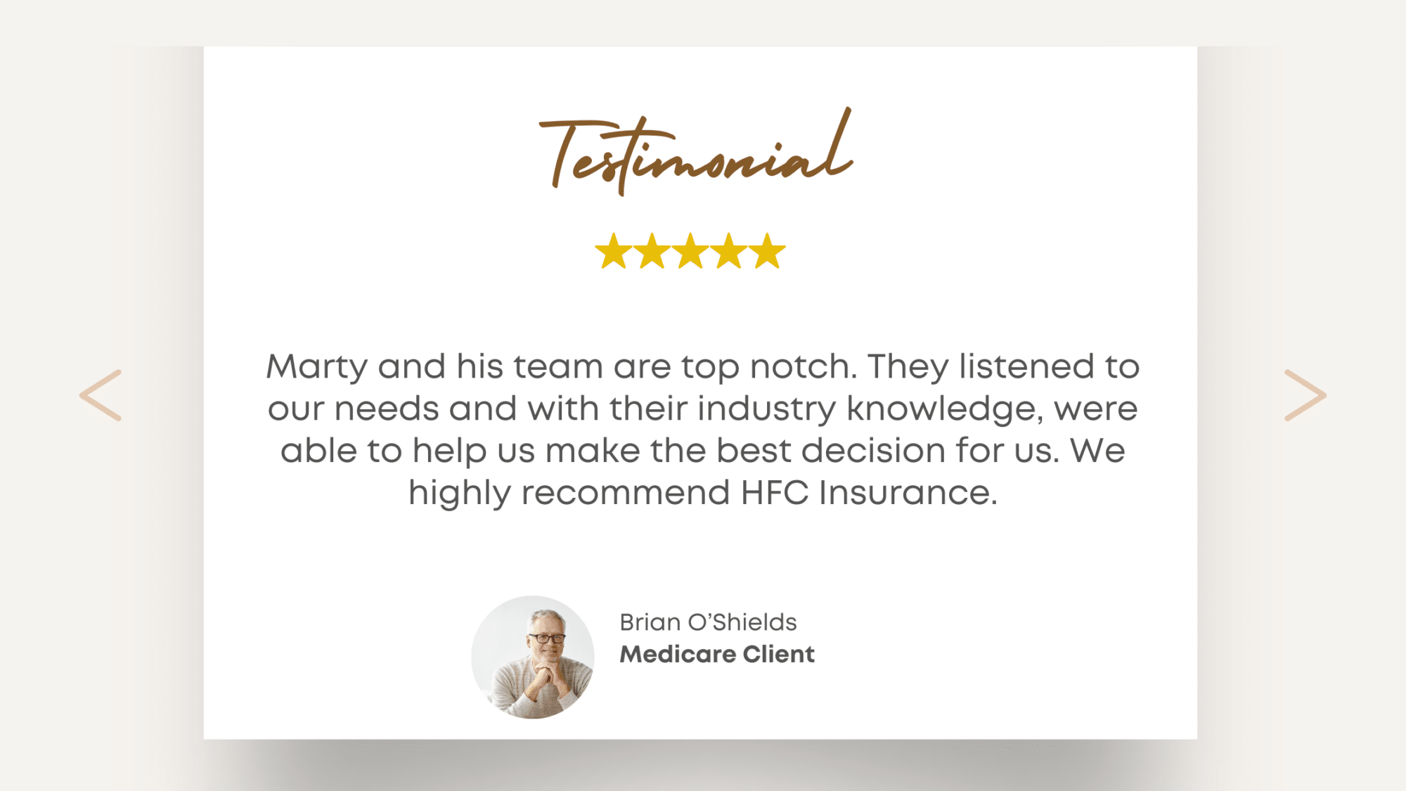 Medicare Testimonial HFC Insurance Lancaster SC